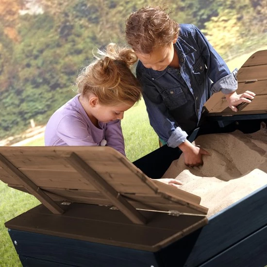 AXI Ella XL Houten Zandbak In Antraciet/Bruin- Met Zitbankjes En Deksel - FSC Hout - 120x120x20cm - Zandbak Voor Kinderen 12 AXI Ella XL Houten Zandbak In Antraciet/Bruin- Met Zitbankjes En Deksel - FSC Hout - 120x120x20cm - Zandbak Voor Kinderen - Afbeelding 12