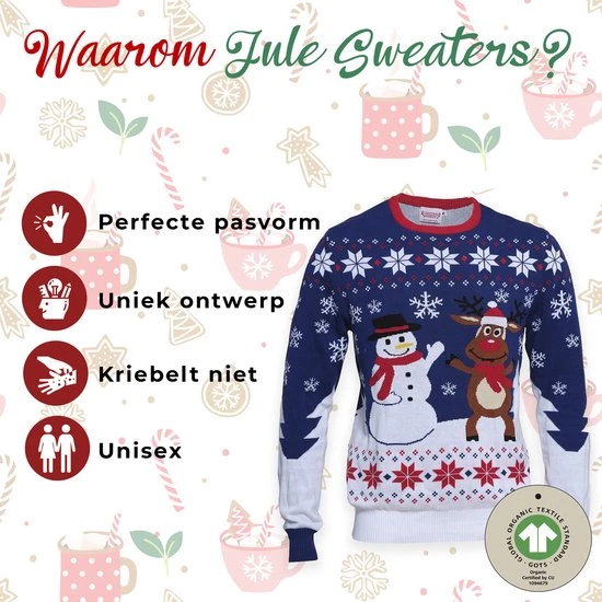 Jule Sweaters Foute Kersttrui Dames & Heren - Christmas Sweater "Beste Vrienden" - 100% Biologisch Katoen - Kerst Trui Mannen & Vrouwen Maat XL 2 Jule Sweaters Foute Kersttrui Dames & Heren - Christmas Sweater "Beste Vrienden" - 100% Biologisch Katoen - Kerst Trui Mannen & Vrouwen Maat XL - Afbeelding 2