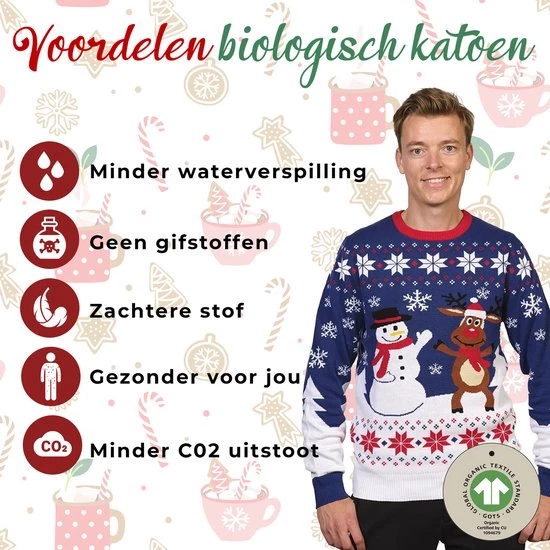 Jule Sweaters Foute Kersttrui Dames & Heren - Christmas Sweater "Beste Vrienden" - 100% Biologisch Katoen - Kerst Trui Mannen & Vrouwen Maat XL 3 Jule Sweaters Foute Kersttrui Dames & Heren - Christmas Sweater "Beste Vrienden" - 100% Biologisch Katoen - Kerst Trui Mannen & Vrouwen Maat XL - Afbeelding 3