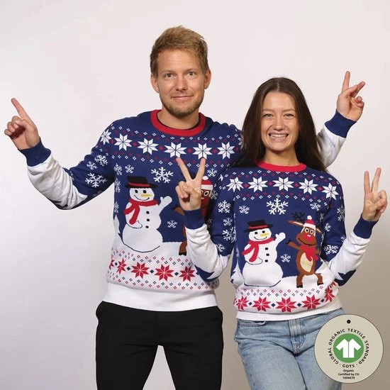 Jule Sweaters Foute Kersttrui Dames & Heren - Christmas Sweater "Beste Vrienden" - 100% Biologisch Katoen - Kerst Trui Mannen & Vrouwen Maat XL 4 Jule Sweaters Foute Kersttrui Dames & Heren - Christmas Sweater "Beste Vrienden" - 100% Biologisch Katoen - Kerst Trui Mannen & Vrouwen Maat XL - Afbeelding 4