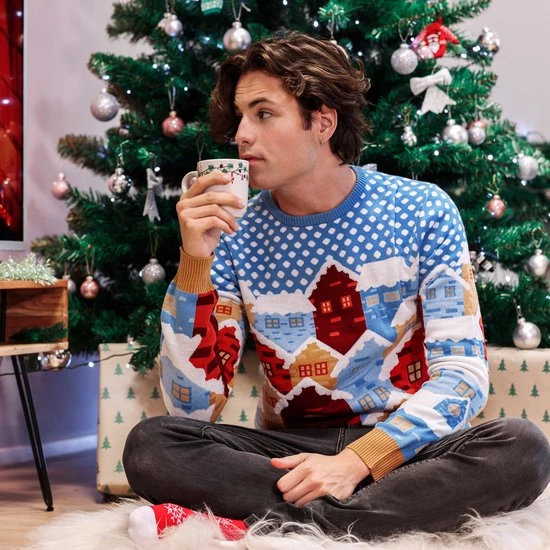 JAP Christmas JAP Foute Kersttrui - Christmas Eve - Kerstcadeau Volwassenen - Dames En Heren - M - Blauw 7 JAP Christmas JAP Foute Kersttrui - Christmas Eve - Kerstcadeau Volwassenen - Dames En Heren - M - Blauw - Afbeelding 7