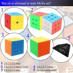 Puzzelkubus ? 2x2, 3x3, 4x4, 5x5 - Extra 3x3 Puzzelkubus - Rubiks Cube - MoYu Speed Cube - Gratis 5x Cubestands - Complete Set -Duurzamer-speelgoed Winkel 550x550