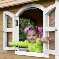 AXI Tom Speelhuis In Bruin/Wit - Met Verdieping En Witte Glijbaan - Speelhuisje Voor De Tuin / Buiten - FSC Hout - Speeltoestel Voor Kinderen -Duurzamer-speelgoed Winkel 550x550 266