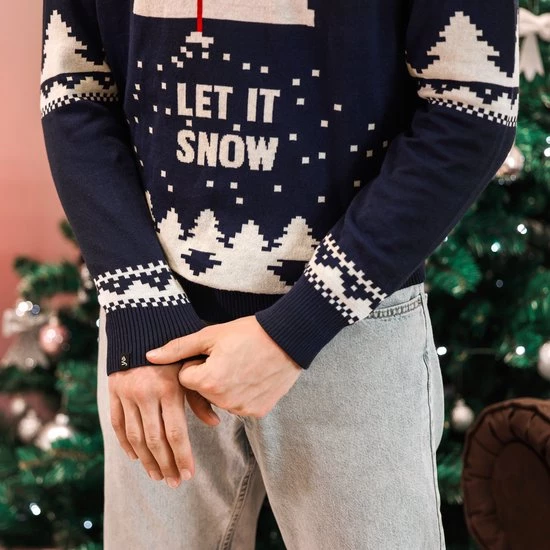 JAP Christmas JAP Foute Kersttrui - Santa Let It Snow - Kerstcadeau Volwassenen - Dames En Heren - Kerst - 4XL - Blauw 6 JAP Christmas JAP Foute Kersttrui - Santa Let It Snow - Kerstcadeau Volwassenen - Dames En Heren - Kerst - 4XL - Blauw - Afbeelding 6