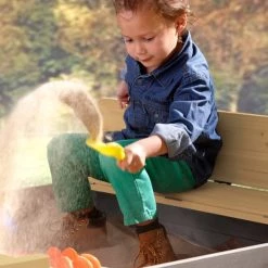 AXI Ella XL Houten Zandbak In Grijs/Bruin - Met Zitbankjes En Deksel - FSC Hout - 120x120x20cm - Zandbak Voor Kinderen -Duurzamer-speelgoed Winkel 550x550 295