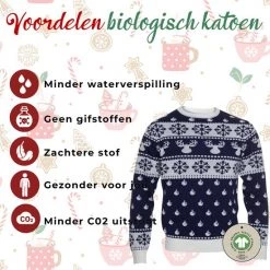 Jule Sweaters Foute Kersttrui Dames & Heren - Christmas Sweater "Klassiek Blauw" - 100% Biologisch Katoen - Kerst Trui Mannen & Vrouwen Maat S -Duurzamer-speelgoed Winkel 550x550 322