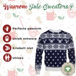 Jule Sweaters Foute Kersttrui Dames & Heren - Christmas Sweater "Klassiek Blauw" - 100% Biologisch Katoen - Kerst Trui Mannen & Vrouwen Maat S -Duurzamer-speelgoed Winkel 550x550 323