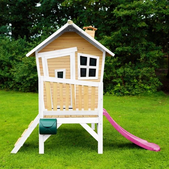 AXI Robin Speelhuis In Bruin/Wit - Met Verdieping En Paarse Glijbaan - Speelhuisje Voor De Tuin / Buiten - FSC Hout - Speeltoestel Voor Kinderen 26 AXI Robin Speelhuis In Bruin/Wit - Met Verdieping En Paarse Glijbaan - Speelhuisje Voor De Tuin / Buiten - FSC Hout - Speeltoestel Voor Kinderen - Afbeelding 26