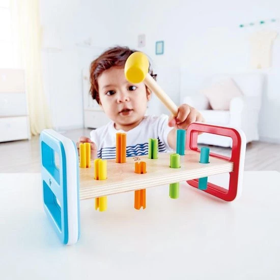 Hape Houten Hamerbank 10-delig 23 Cm 5 Hape Houten Hamerbank 10-delig 23 Cm - Afbeelding 5