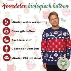 Jule Sweaters Foute Kersttrui Dames & Heren - Christmas Sweater "Kerst Rood & Blauw" - 100% Biologisch Katoen - Kerst Trui Mannen & Vrouwen Maat L -Duurzamer-speelgoed Winkel 550x550 488