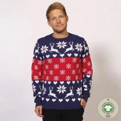 Jule Sweaters Foute Kersttrui Dames & Heren - Christmas Sweater "Kerst Rood & Blauw" - 100% Biologisch Katoen - Kerst Trui Mannen & Vrouwen Maat L -Duurzamer-speelgoed Winkel 550x550 489