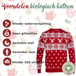 Jule Sweaters Foute Kersttrui Dames & Heren - Christmas Sweater "Klassiek Rood" - 100% Biologisch Katoen - Kerst Trui Mannen & Vrouwen Maat S -Duurzamer-speelgoed Winkel 550x550 564