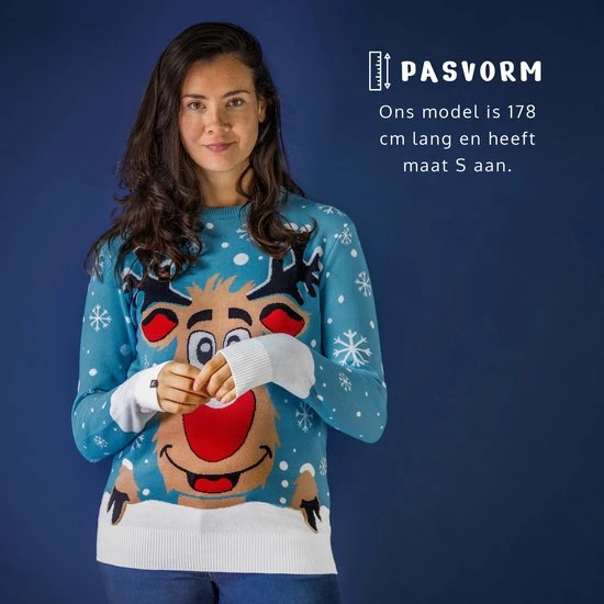 JAP Christmas JAP Foute Kersttrui - Rudolf Het Rendier - Kerstcadeau - Voor Kinderen - Kerst - 5/6 Jaar - Licht Blauw 6 JAP Christmas JAP Foute Kersttrui - Rudolf Het Rendier - Kerstcadeau - Voor Kinderen - Kerst - 5/6 Jaar - Licht Blauw - Afbeelding 6