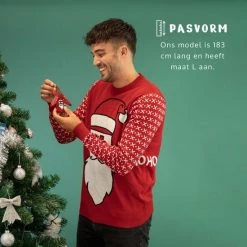 JAP Christmas JAP Foute Kersttrui - Santa Ho Ho Ho - Kerstcadeau Volwassenen - Dames En Heren - Kerst - 4XL - Rood -Duurzamer-speelgoed Winkel 550x550 739