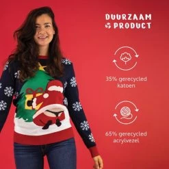 JAP Christmas JAP Foute Kersttrui - Santastring - Kerstcadeau Volwassenen - Dames En Heren - Kerst - L - Blauw -Duurzamer-speelgoed Winkel 550x550 809