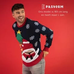 JAP Christmas JAP Foute Kersttrui - Santastring - Kerstcadeau Volwassenen - Dames En Heren - Kerst - L - Blauw -Duurzamer-speelgoed Winkel 550x550 811