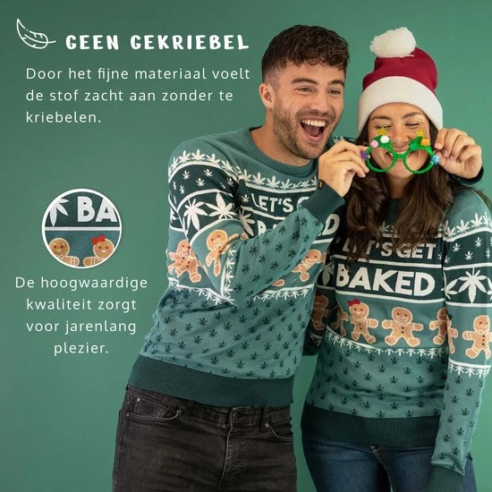 JAP Christmas JAP Foute Kersttrui - Let's Get Baked - Kerstcadeau Volwassenen - Dames En Heren - Kerst - 3XL - Groen 5 JAP Christmas JAP Foute Kersttrui - Let's Get Baked - Kerstcadeau Volwassenen - Dames En Heren - Kerst - 3XL - Groen - Afbeelding 5