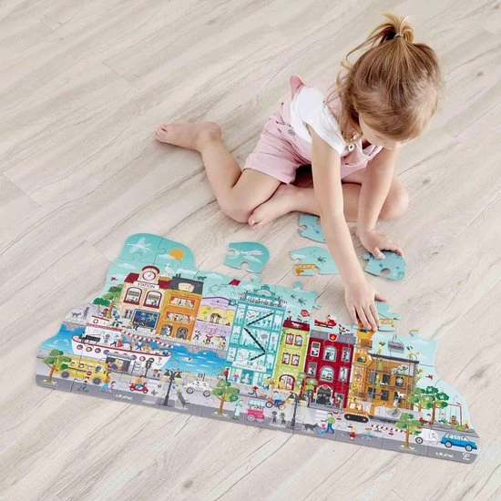 Hape Vloerpuzzel City Junior 83 Cm Hout 48-delig 2 Hape Vloerpuzzel City Junior 83 Cm Hout 48-delig - Afbeelding 2
