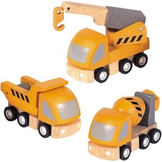 Plantoys Werfvoertuigen - Set Van 3 2 Plantoys Werfvoertuigen - Set Van 3 - Afbeelding 2