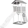 AXI Beach Tower Speeltoestel In Grijs/Wit - Speeltoren Met Zandbak En Witte Glijbaan - FSC Hout - Speelhuis Op Palen Voor De Tuin