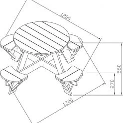 AXI Ufo Picknicktafel Rond Voor 4 Kinderen In Bruin/Wit - Picknick Tafel Van Hout - 120x120x56cm -Duurzamer-speelgoed Winkel 550x585 1