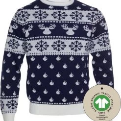 Jule Sweaters Foute Kersttrui Dames & Heren - Christmas Sweater "Klassiek Blauw" - 100% Biologisch Katoen - Kerst Trui Mannen & Vrouwen Maat S