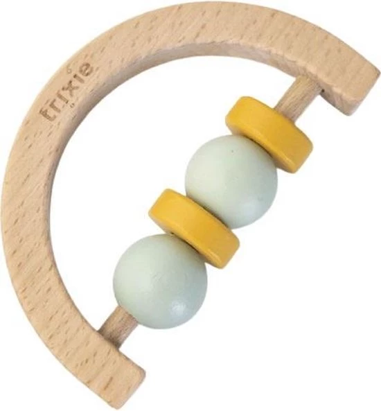 Trixie - Houten Halve Cirkel Rammelaar - Mint Geel 2 Trixie - Houten Halve Cirkel Rammelaar - Mint Geel - Afbeelding 2