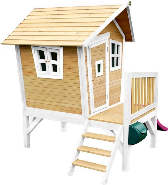 AXI Robin Speelhuis In Bruin/Wit - Met Verdieping En Paarse Glijbaan - Speelhuisje Voor De Tuin / Buiten - FSC Hout - Speeltoestel Voor Kinderen 6 AXI Robin Speelhuis In Bruin/Wit - Met Verdieping En Paarse Glijbaan - Speelhuisje Voor De Tuin / Buiten - FSC Hout - Speeltoestel Voor Kinderen - Afbeelding 6