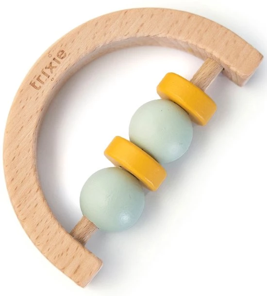 Trixie - Houten Halve Cirkel Rammelaar - Mint Geel 1 Trixie - Houten Halve Cirkel Rammelaar - Mint Geel
