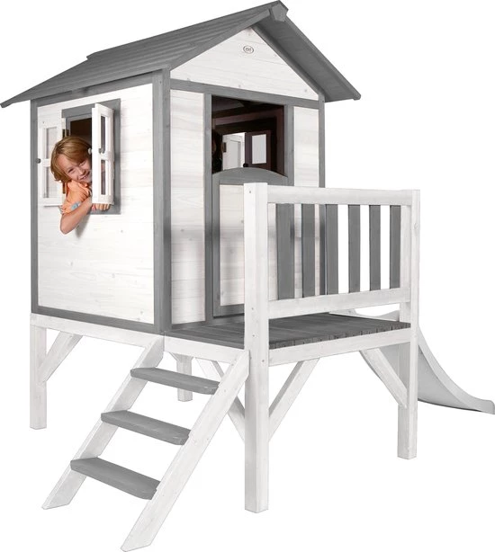 AXI Beach Lodge XL Speelhuis In Wit - Met Verdieping En Witte Glijbaan - Speelhuisje Voor De Tuin / Buiten - FSC Hout - Speeltoestel Voor Kinderen 7 AXI Beach Lodge XL Speelhuis In Wit - Met Verdieping En Witte Glijbaan - Speelhuisje Voor De Tuin / Buiten - FSC Hout - Speeltoestel Voor Kinderen - Afbeelding 7