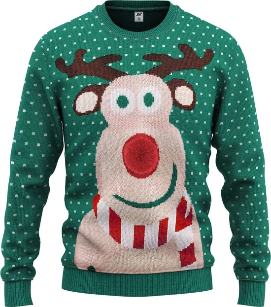 JAP Christmas JAP Foute Kersttrui - Rudolf Met 3D Neus Voor Volwassenen - Kerst - Dames En Heren - Kerstcadeau - XL - Groen 1 JAP Christmas JAP Foute Kersttrui - Rudolf Met 3D Neus Voor Volwassenen - Kerst - Dames En Heren - Kerstcadeau - XL - Groen