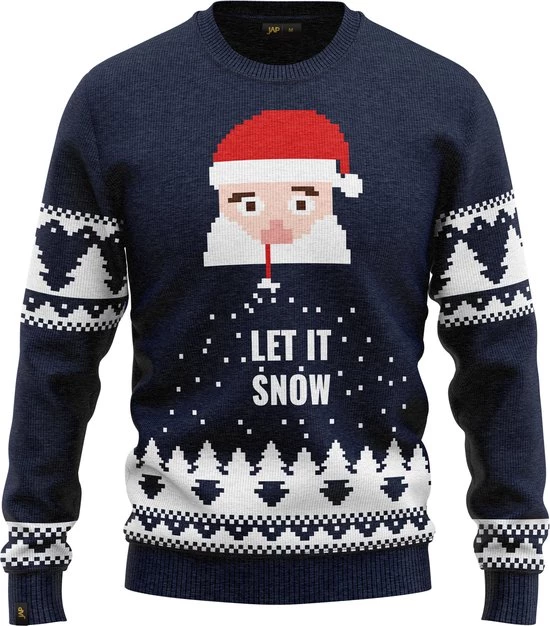 JAP Christmas JAP Foute Kersttrui - Santa Let It Snow - Kerstcadeau Volwassenen - Dames En Heren - Kerst - 4XL - Blauw 1 JAP Christmas JAP Foute Kersttrui - Santa Let It Snow - Kerstcadeau Volwassenen - Dames En Heren - Kerst - 4XL - Blauw