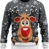 JAP Christmas JAP Foute Kersttrui - Rudolf Het Rendier - Kerstcadeau Volwassenen - Dames En Heren - Kerst - S - Grijs