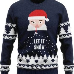 JAP Christmas JAP Foute Kersttrui - Santa Let It Snow - Kerstcadeau Volwassenen - Dames En Heren - Kerst - 3XL - Blauw
