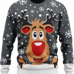 JAP Christmas JAP Foute Kersttrui - Rudolf Het Rendier - Kerstcadeau Volwassenen - Dames En Heren - Kerst - L - Grijs