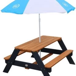 AXI Nick Picknicktafel Antraciet/bruin - Parasol Blauw/wit -Duurzamer-speelgoed Winkel 550x664