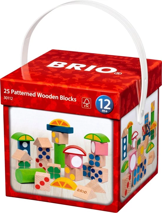 BRIO 25 Houten Blokken Met Patroon - 30112 1 BRIO 25 Houten Blokken Met Patroon - 30112