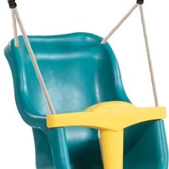 AXI Baby Schommel In Grijs/Wit Met Zitje In Blauw/Geel - FSC Hout - Babyschommel Voor Kindjes Van 9-36 Maanden - Met 4 Grondankers -Duurzamer-speelgoed Winkel 550x731