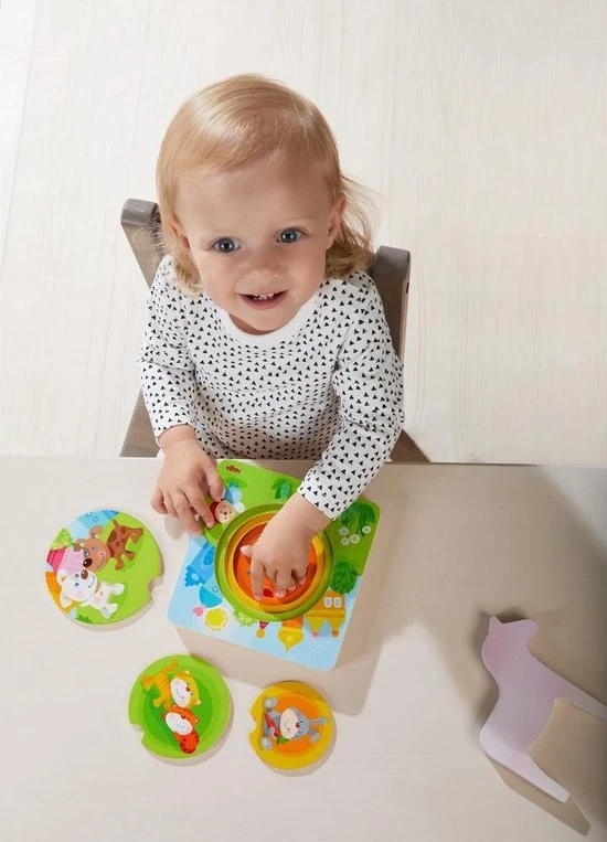 HABA Houten Puzzel Kakelbonte Jonge Dieren 3 HABA Houten Puzzel Kakelbonte Jonge Dieren - Afbeelding 3