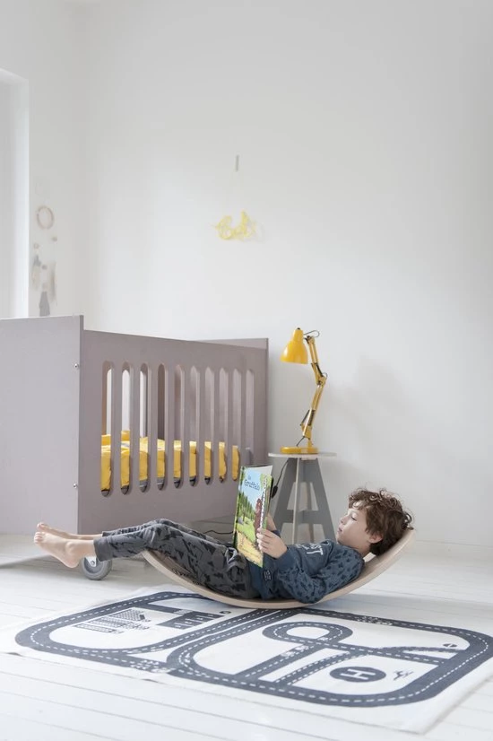 Wobbel Original Mosterd (geel) - Linnen / Whitewash Houten Balance Board Van 90 Cm Met Geel Wolvilt 5 Wobbel Original Mosterd (geel) - Linnen / Whitewash Houten Balance Board Van 90 Cm Met Geel Wolvilt - Afbeelding 5